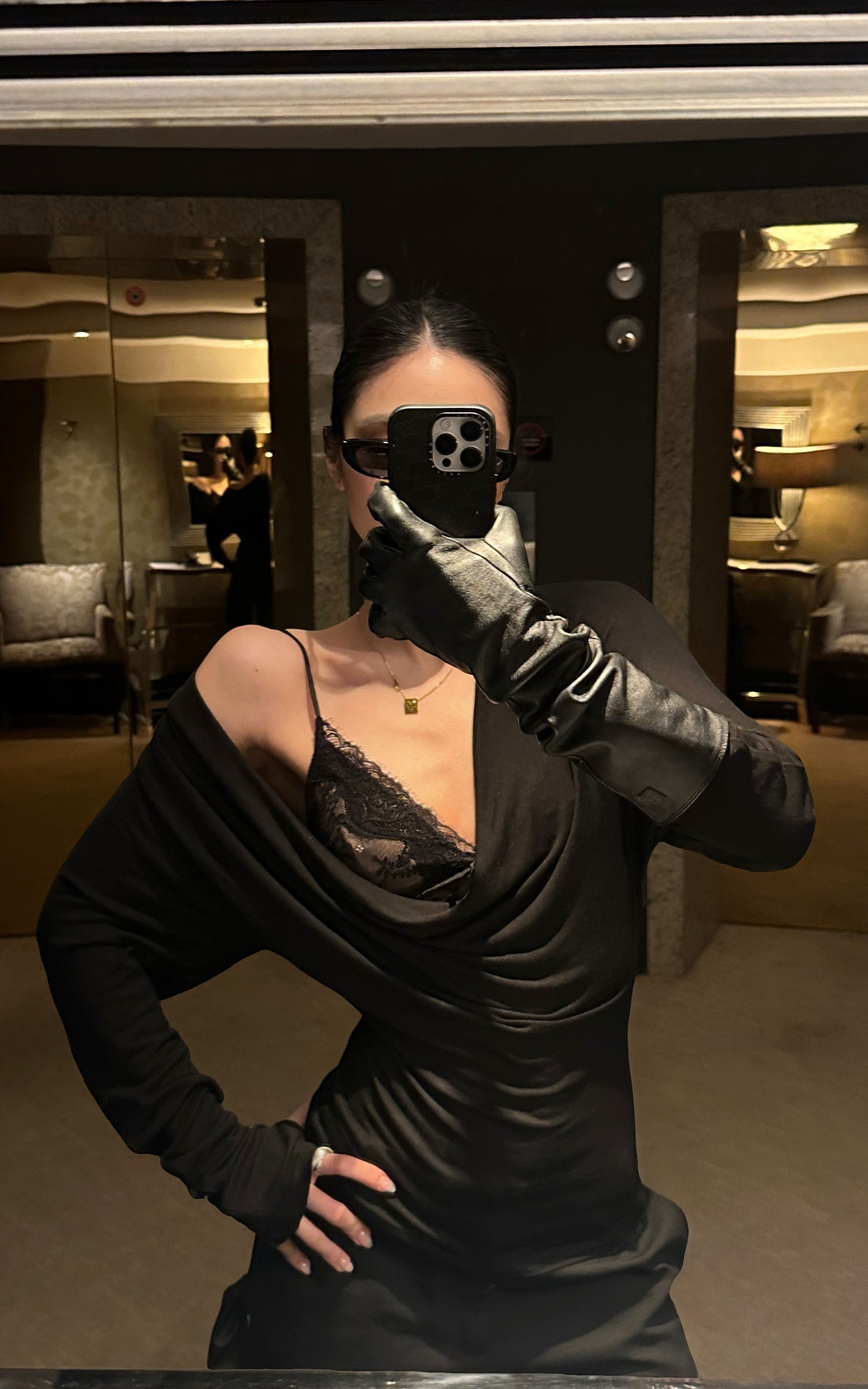 ROVENTE レースタイフロントキャミソールトップ