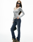 IAMXIAA Low-Rise Slim Flared Jeans