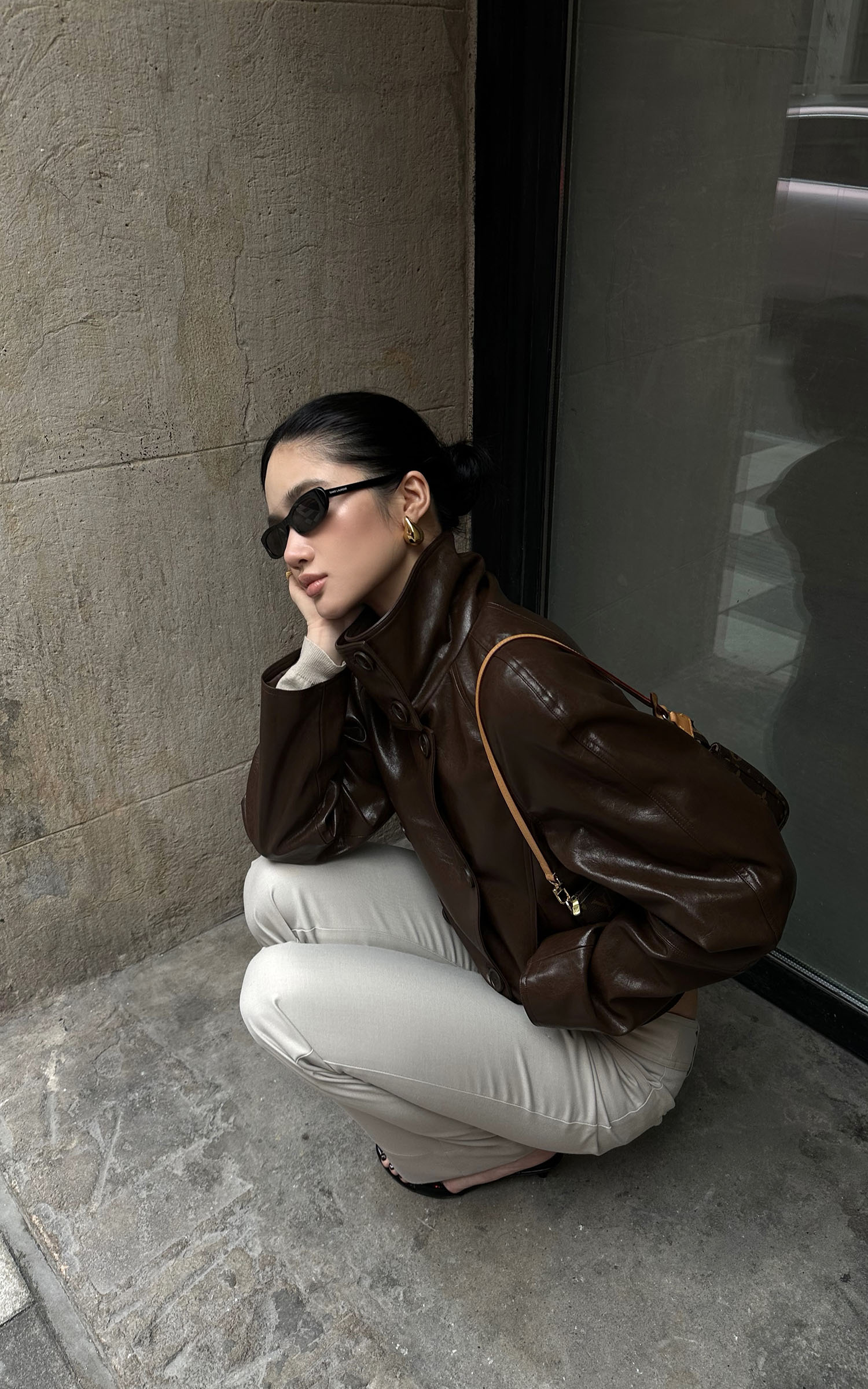 ROVENTE ハイウエストテーラードフレアトラウザーズ