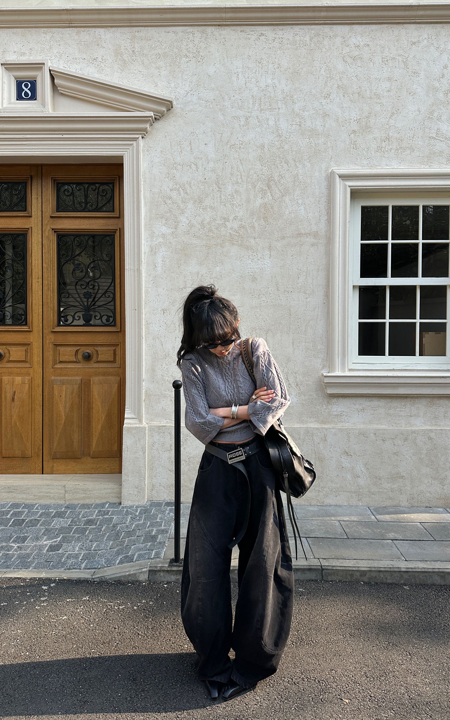 WARDEN EDGE 立体ケーブル編みクロップドセーター