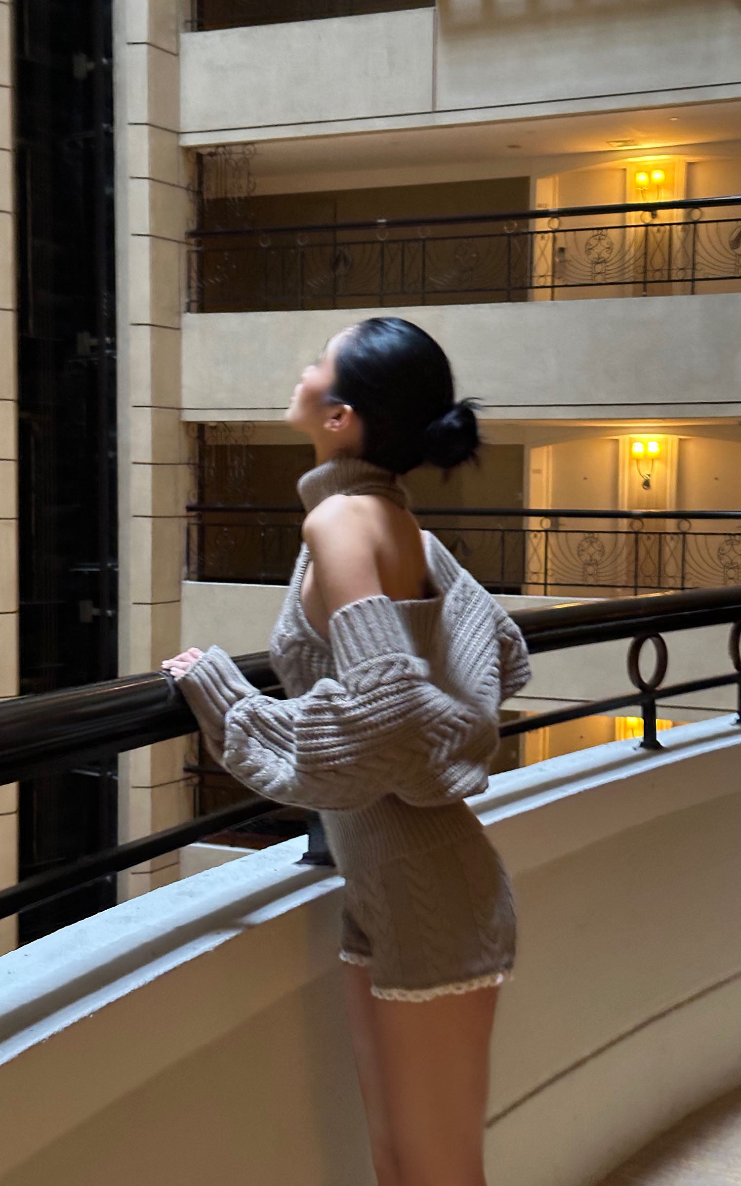 ROVENTE ケーブルニットカーディガン、ベスト、ショートパンツの3点セット