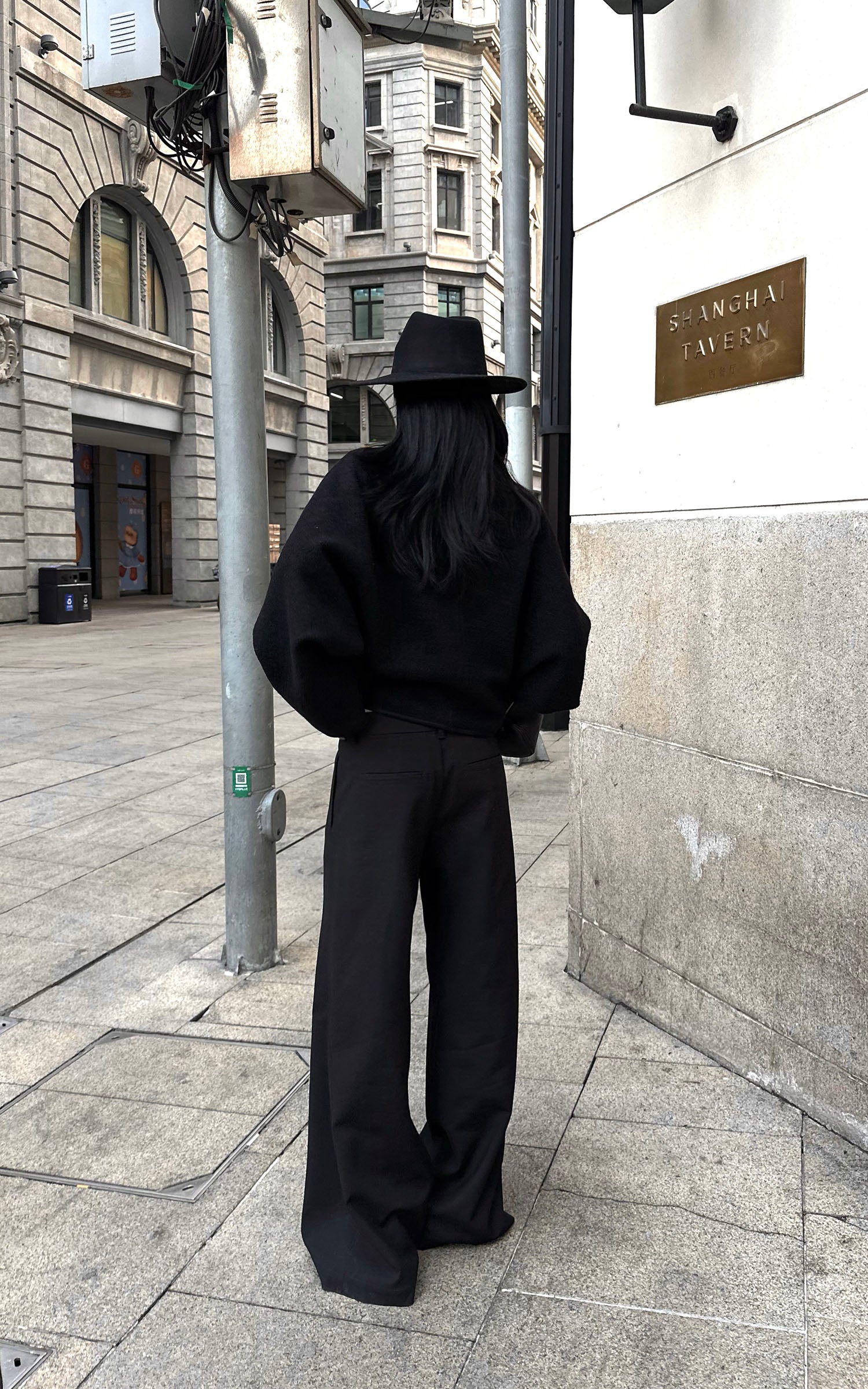 ROVENTE ハイウエストフルイドワイドレッグトラウザー