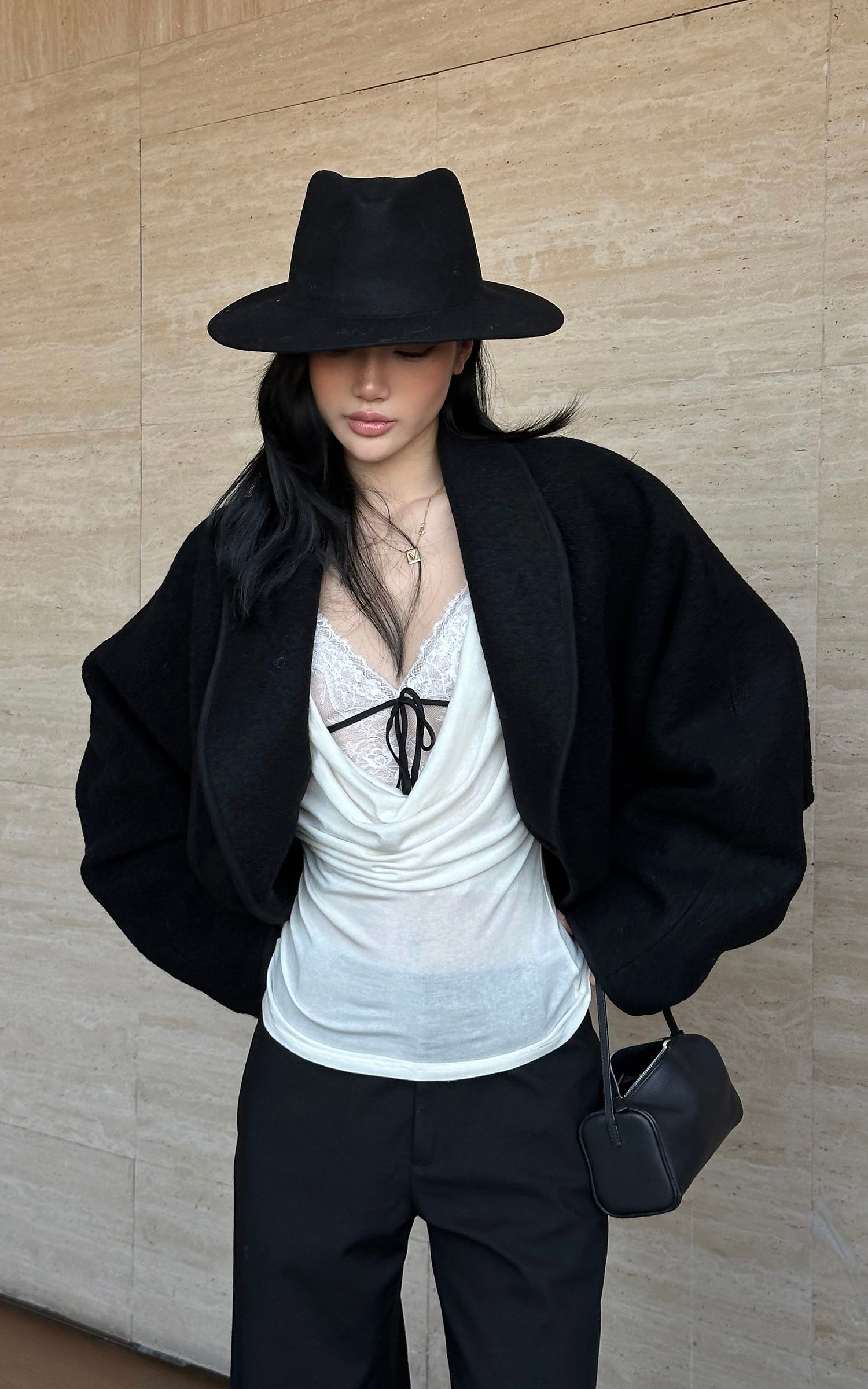 ROVENTE レースタイフロントキャミソールトップ