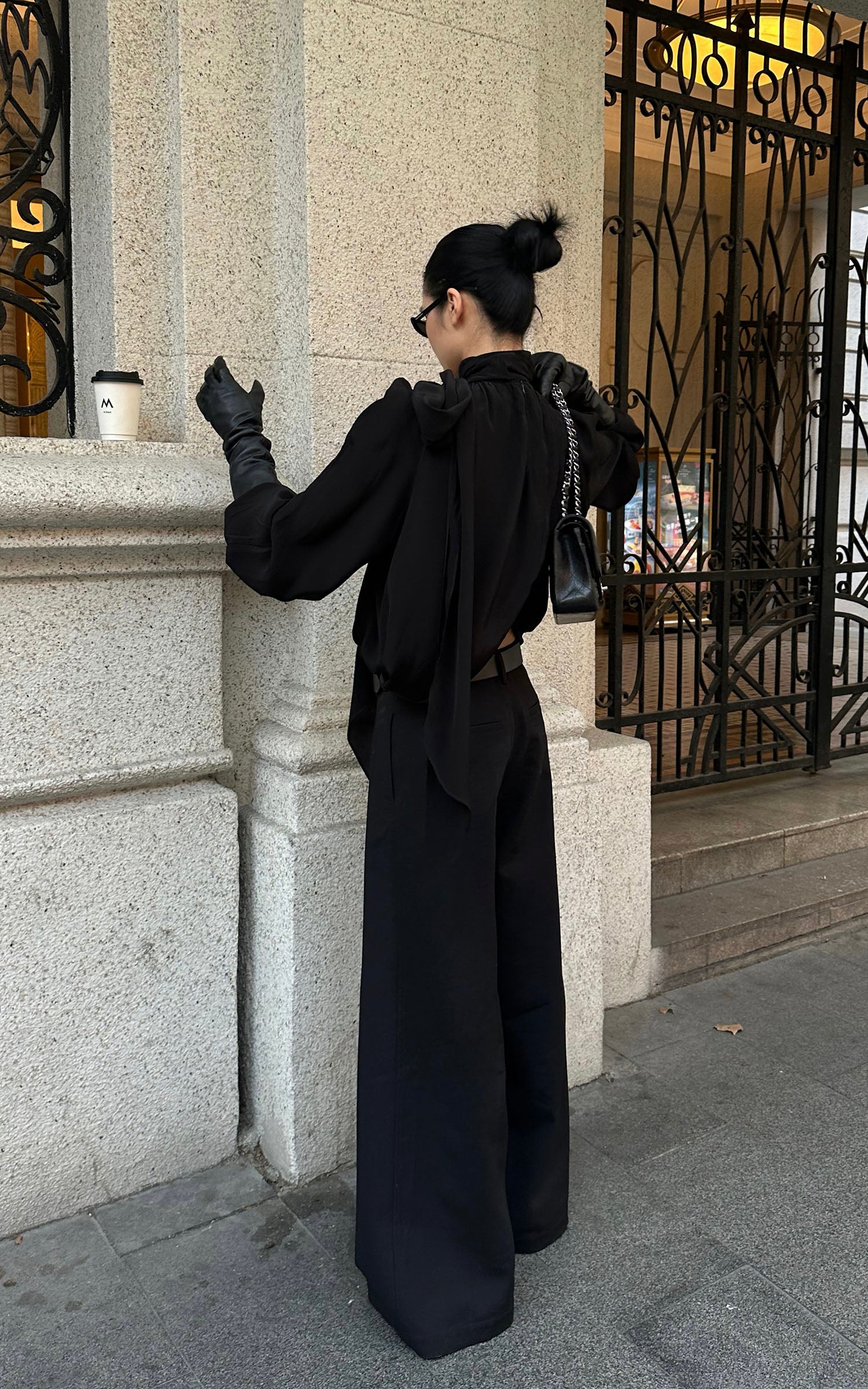 ROVENTE ハイウエストフルイドワイドレッグトラウザー