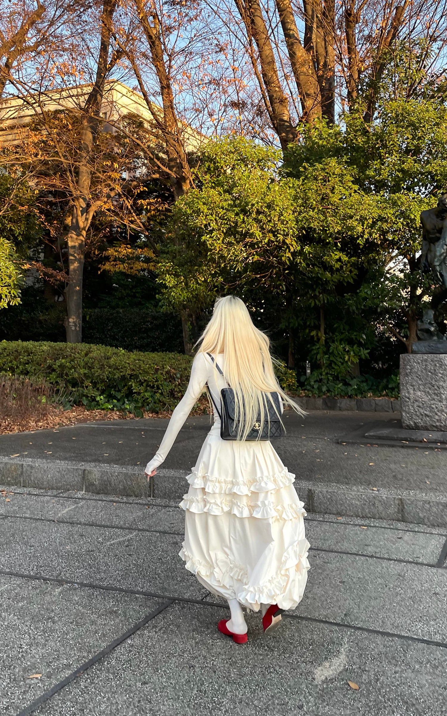 Rase le sol リボン付きフリルバルーンスカート