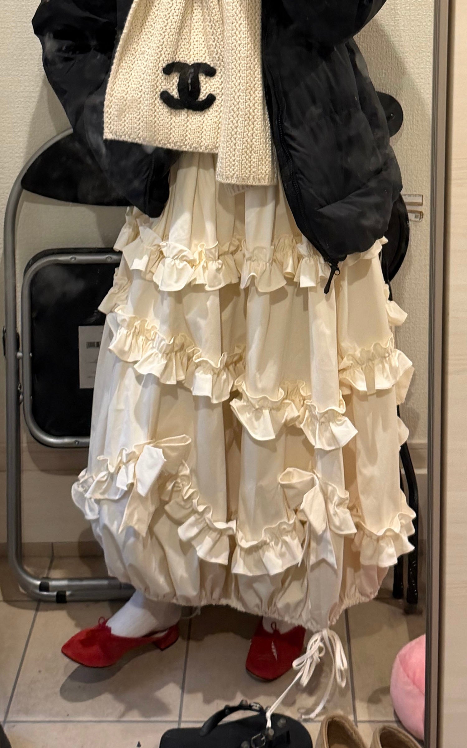 Rase le sol リボン付きフリルバルーンスカート