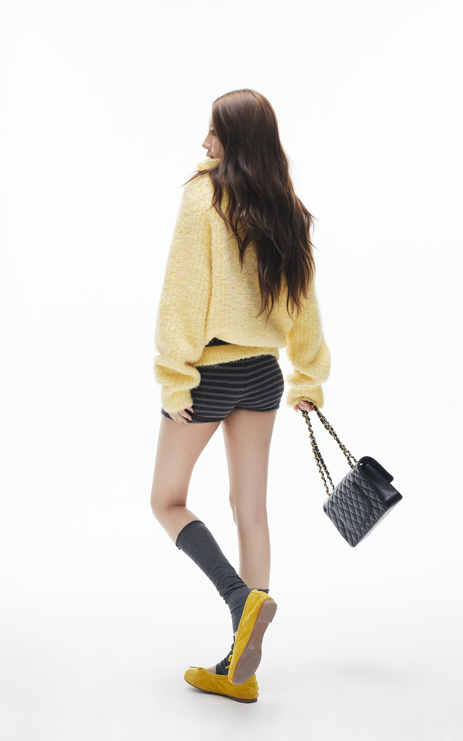 IAMXIAA ストライプ柄ニットローライズショーツ