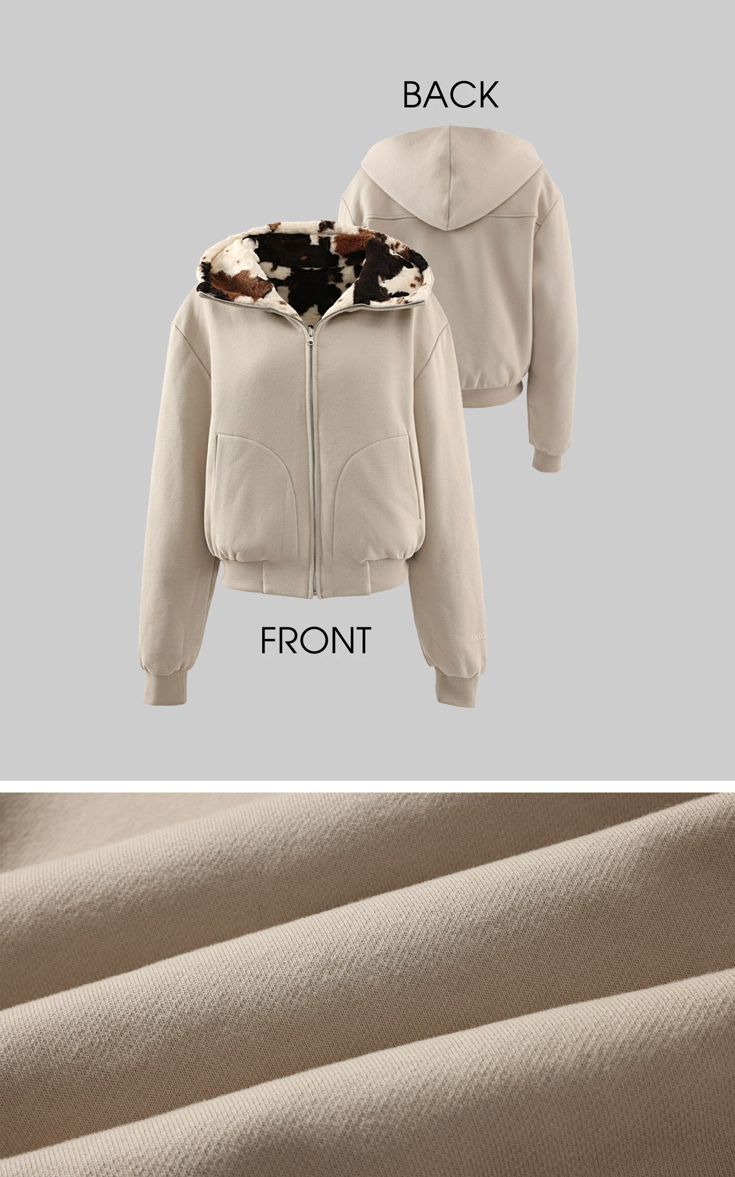 WARDEN EDGE リバーシブルジャケット、スムースニットと牛柄ファー生地使用