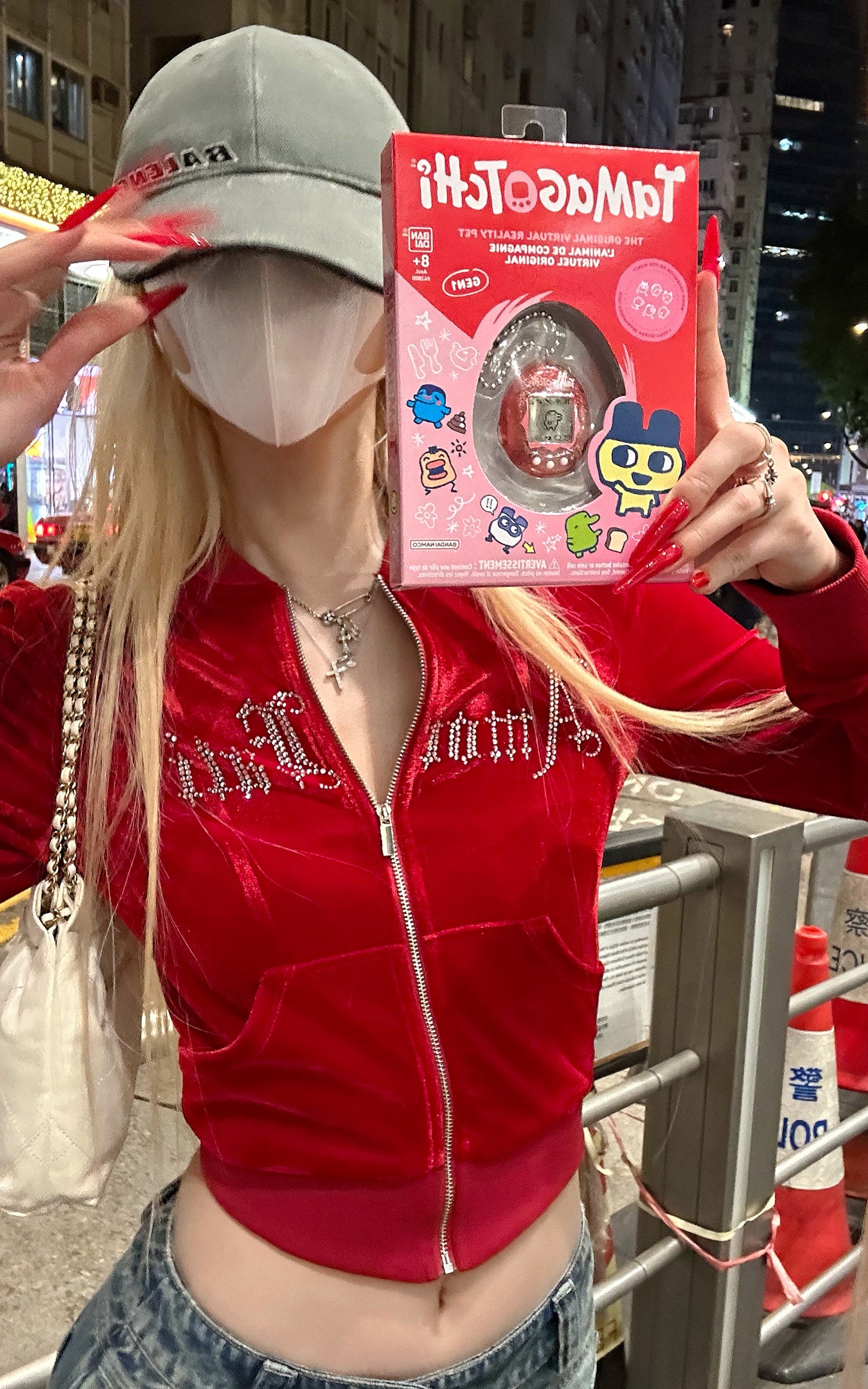 Rase le sol ラインストーンのゴシック文字入りベルベットジップアップジャケット