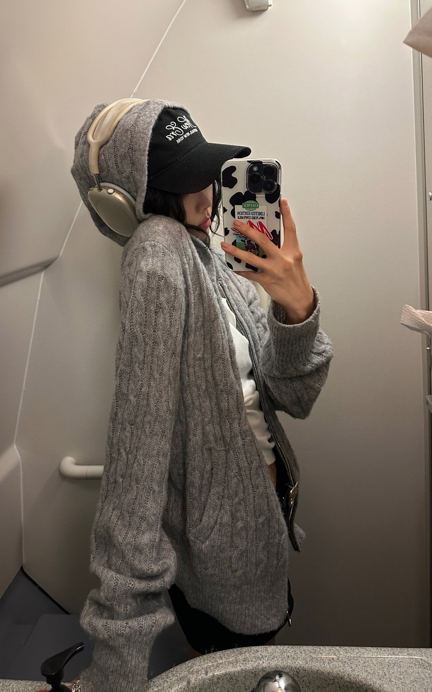 WARDEN EDGE フード付きケーブルニットジップセータージャケット