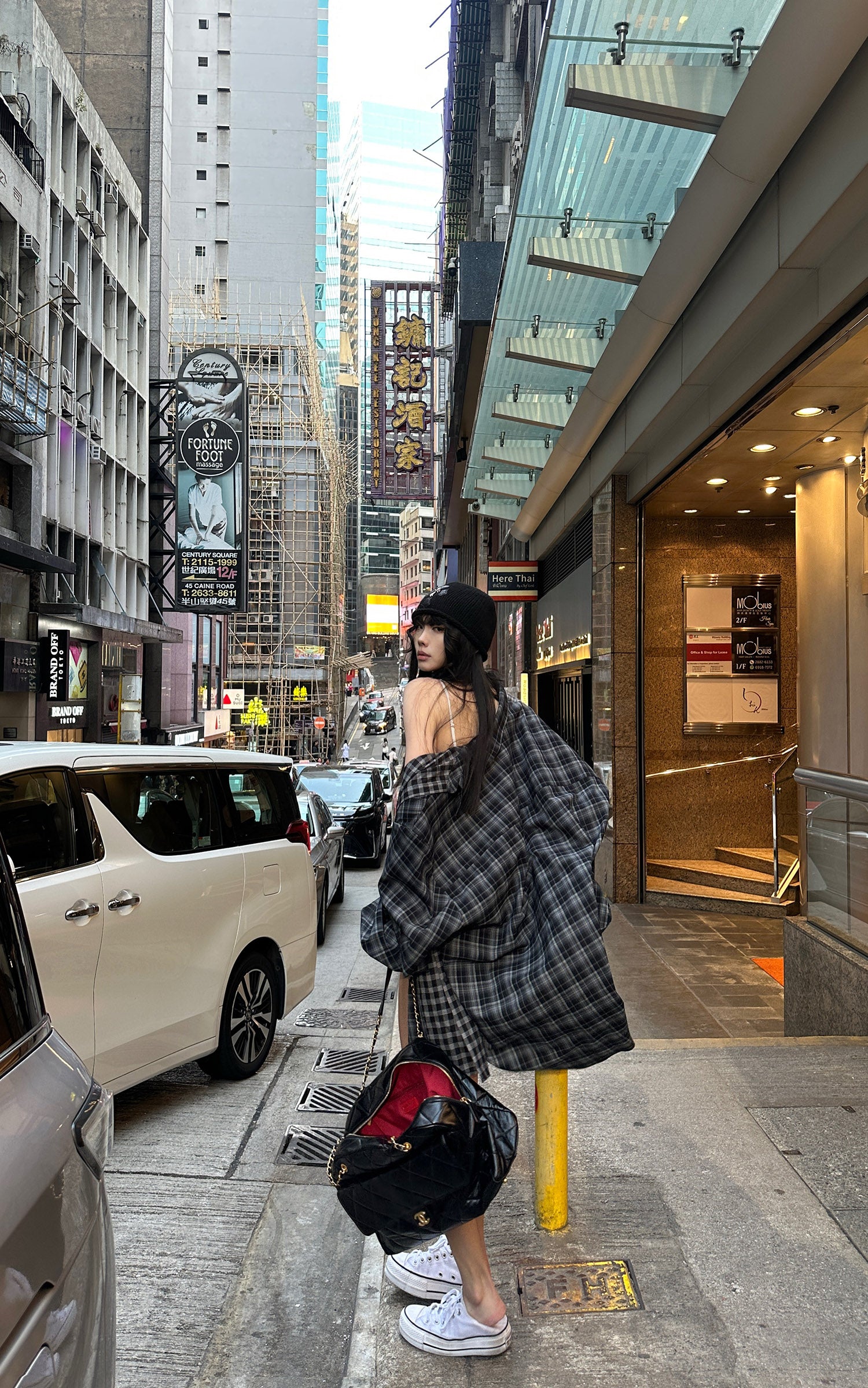 パッチワークチェック リラックスフィットシャツ