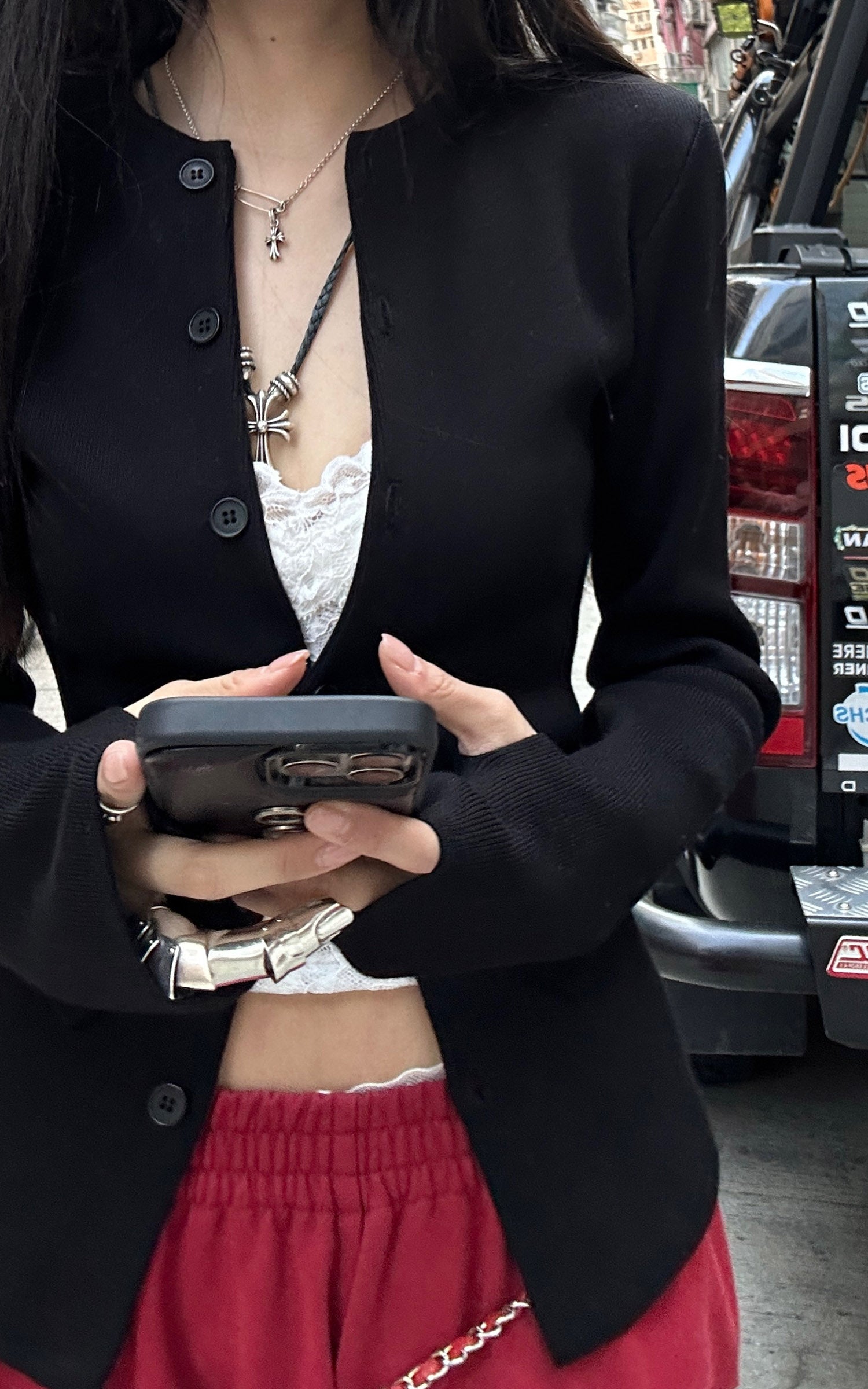 WARDEN EDGE Sculpted Knit Cardigan with Deconstructed Silhouette