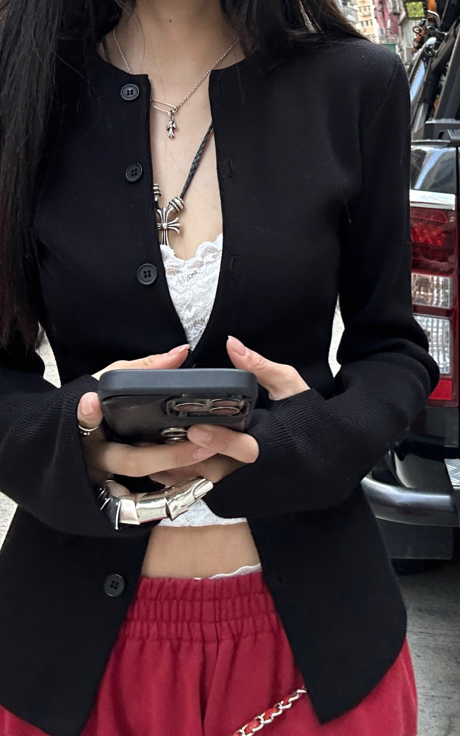 レースパネルフィットキャミトップ