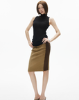 IAMXIAA Ribbed Panel Fitted Midi Skirt