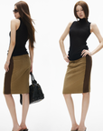 IAMXIAA Ribbed Panel Fitted Midi Skirt