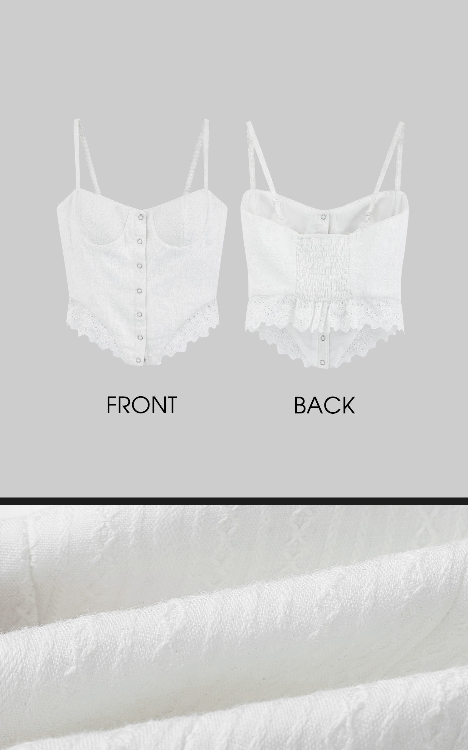 WARDEN EDGE White Corset Top with Lace Hem - PINKPARKS