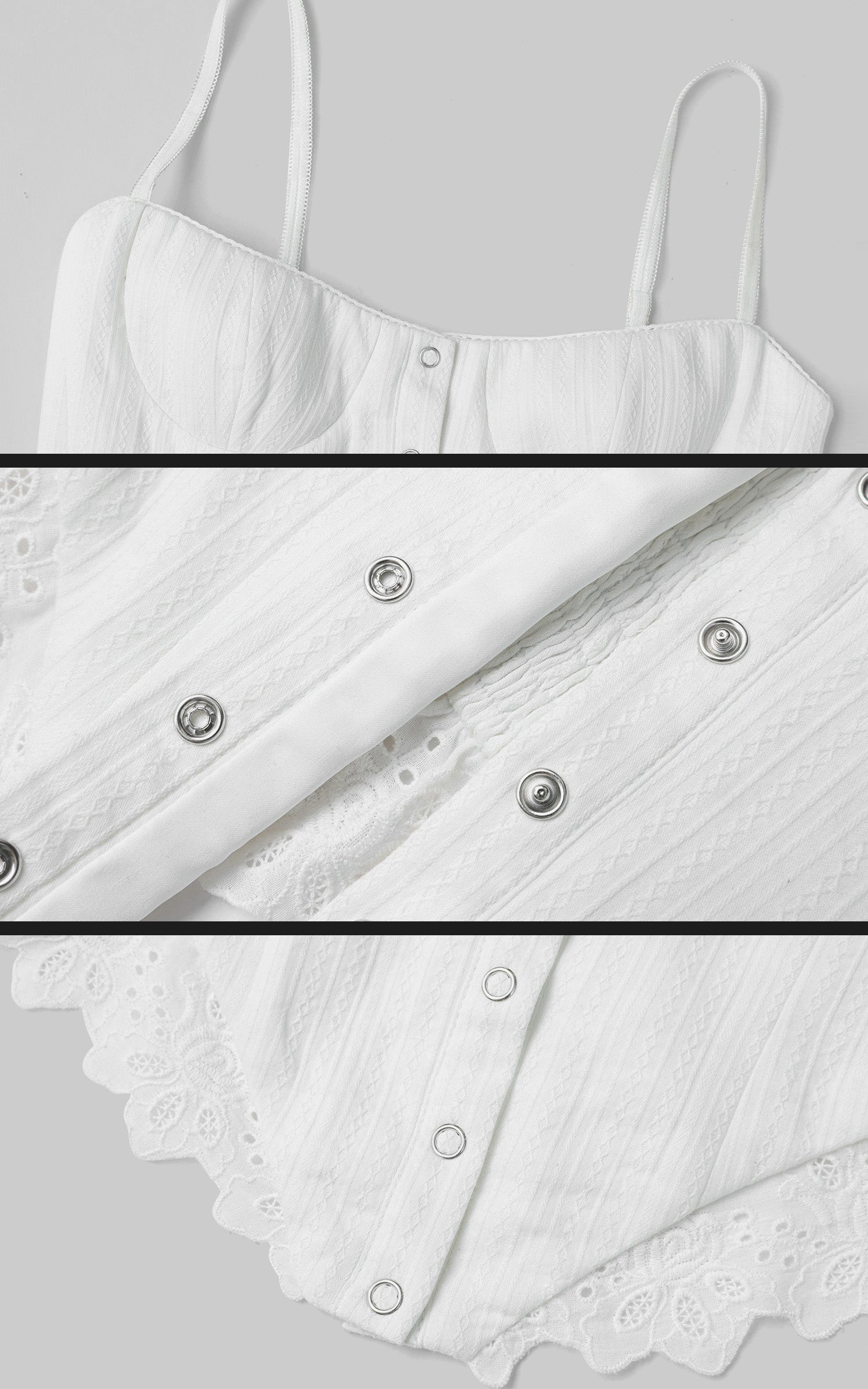 WARDEN EDGE White Corset Top with Lace Hem - PINKPARKS