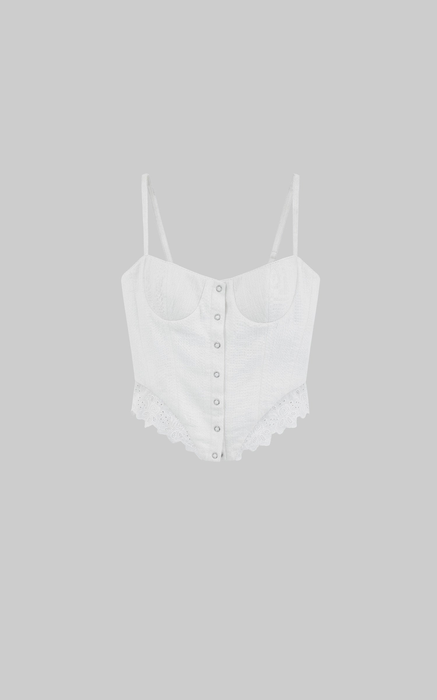 WARDEN EDGE White Corset Top with Lace Hem - PINKPARKS