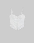 WARDEN EDGE White Corset Top with Lace Hem - PINKPARKS