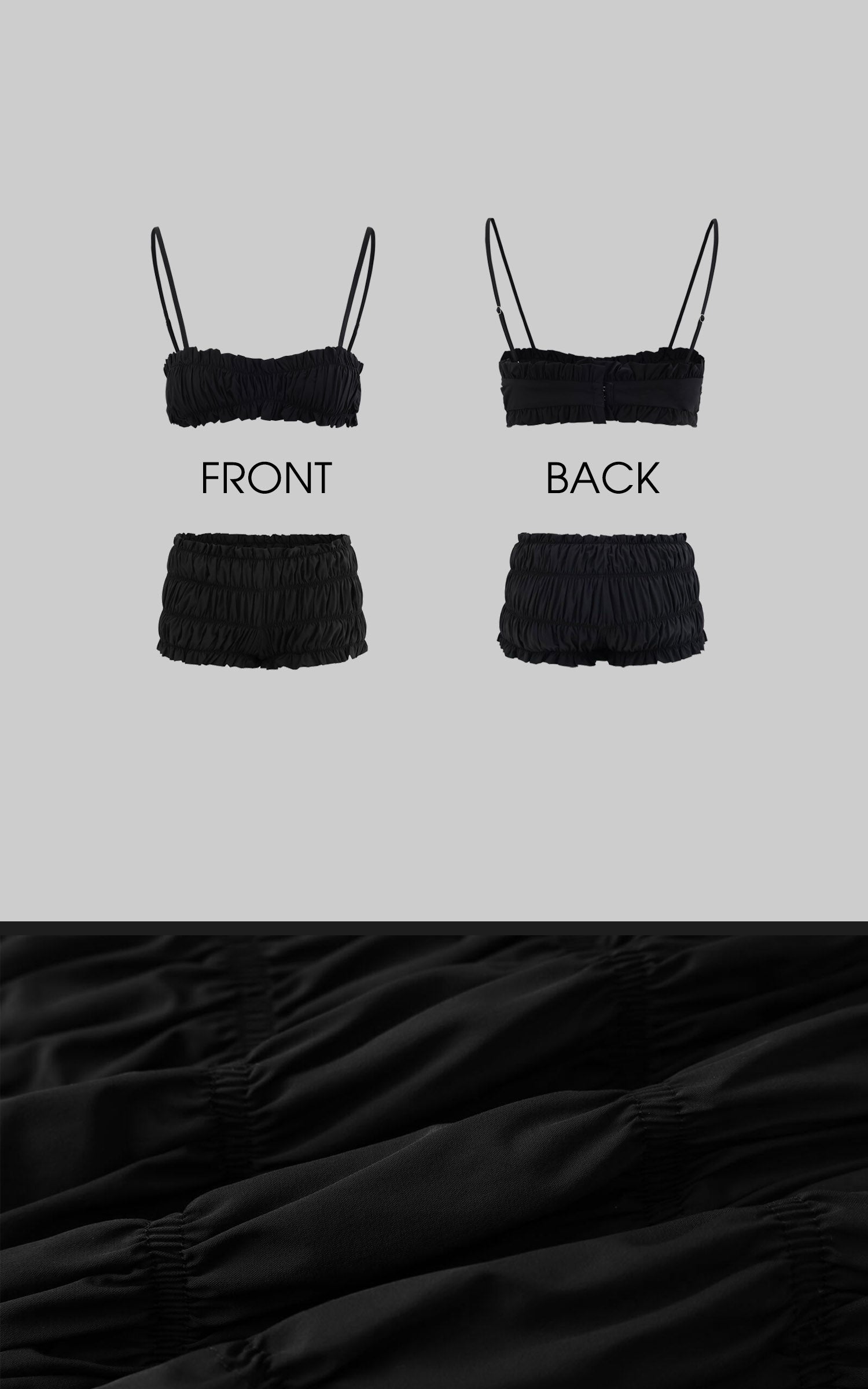 Rase le sol Ruched Bandeau Top &amp; Shorts Set - PINKPARKS