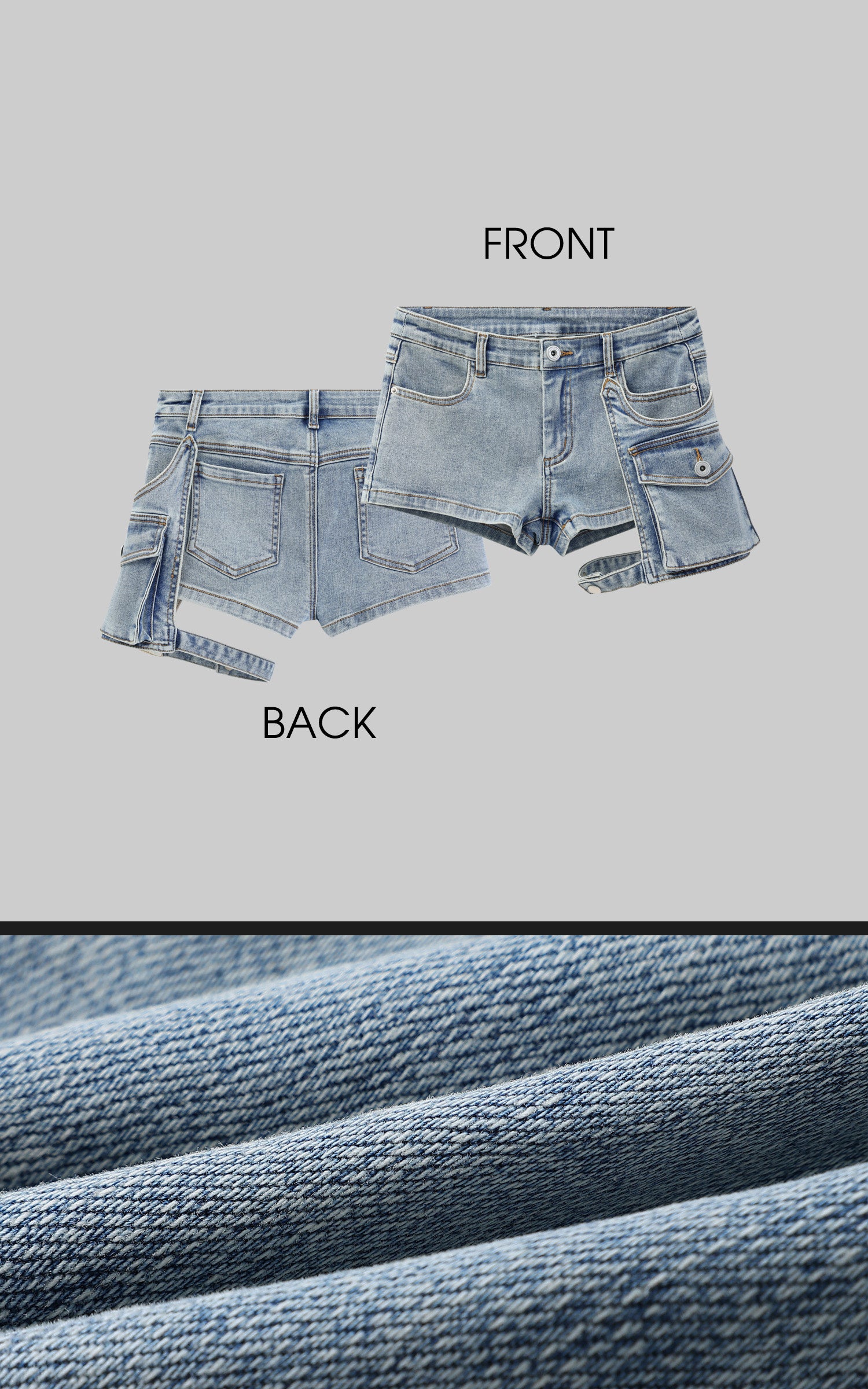 WARDEN EDGE Utility Denim Shorts with 3D Pocket Detailing - PINKPARKS