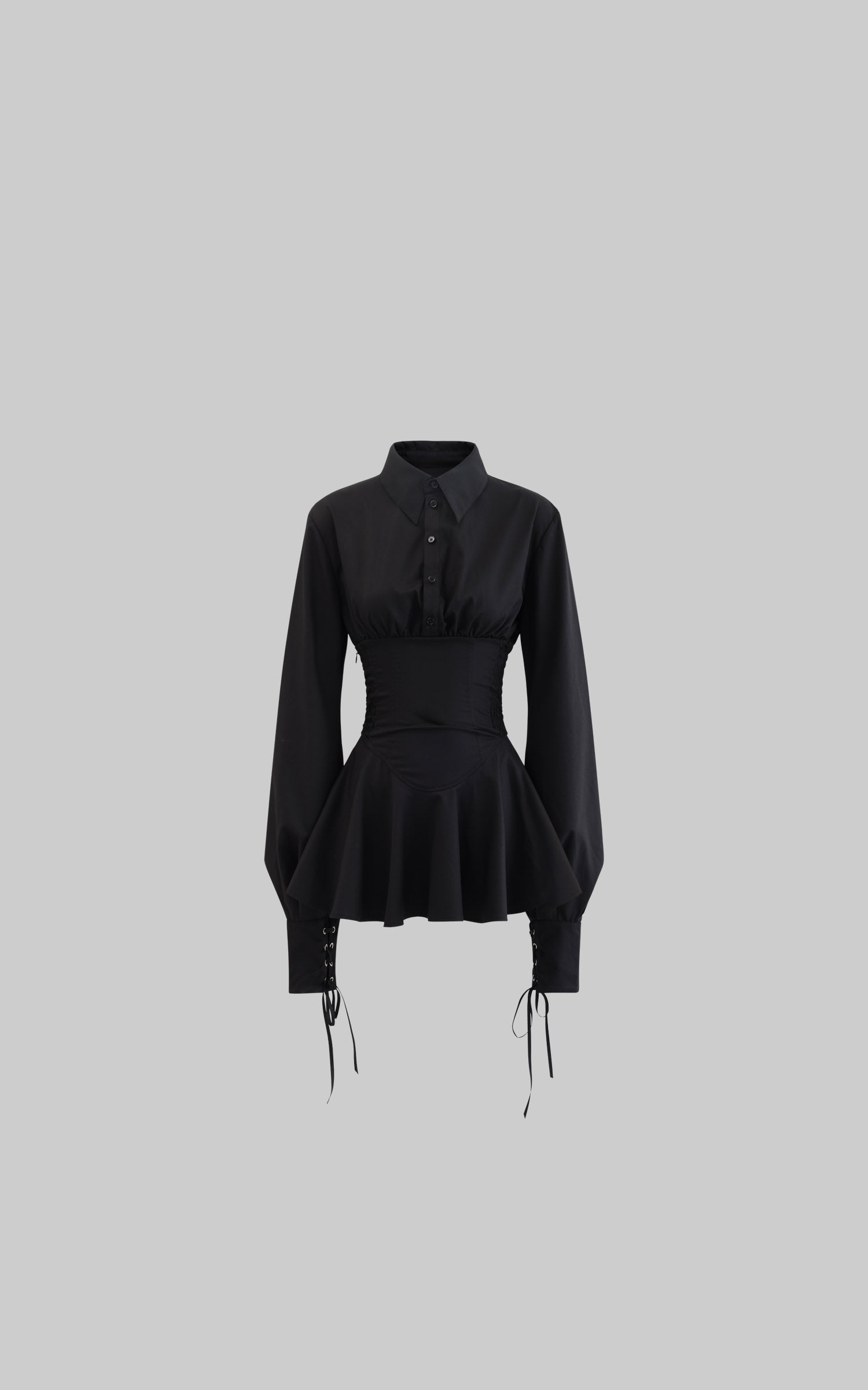 Rase le sol Black Shirt Dress - PINKPARKS
