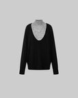 IAMXIAA V-Neck Knit Sweater and High-Neck Vest Layered Set