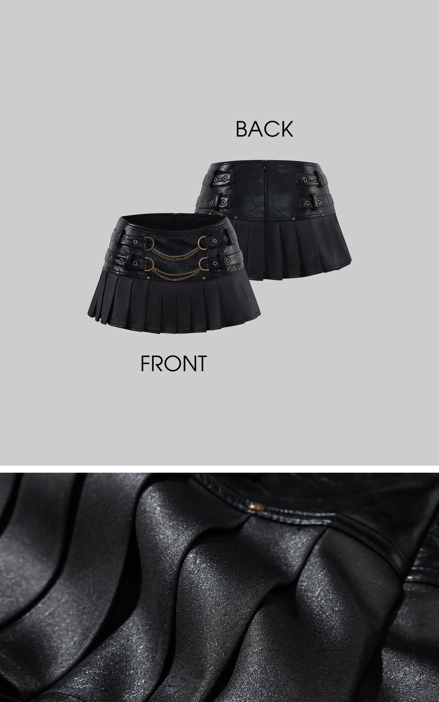 Low pixel チェーンバックルハイウエストプリーツミニスカート