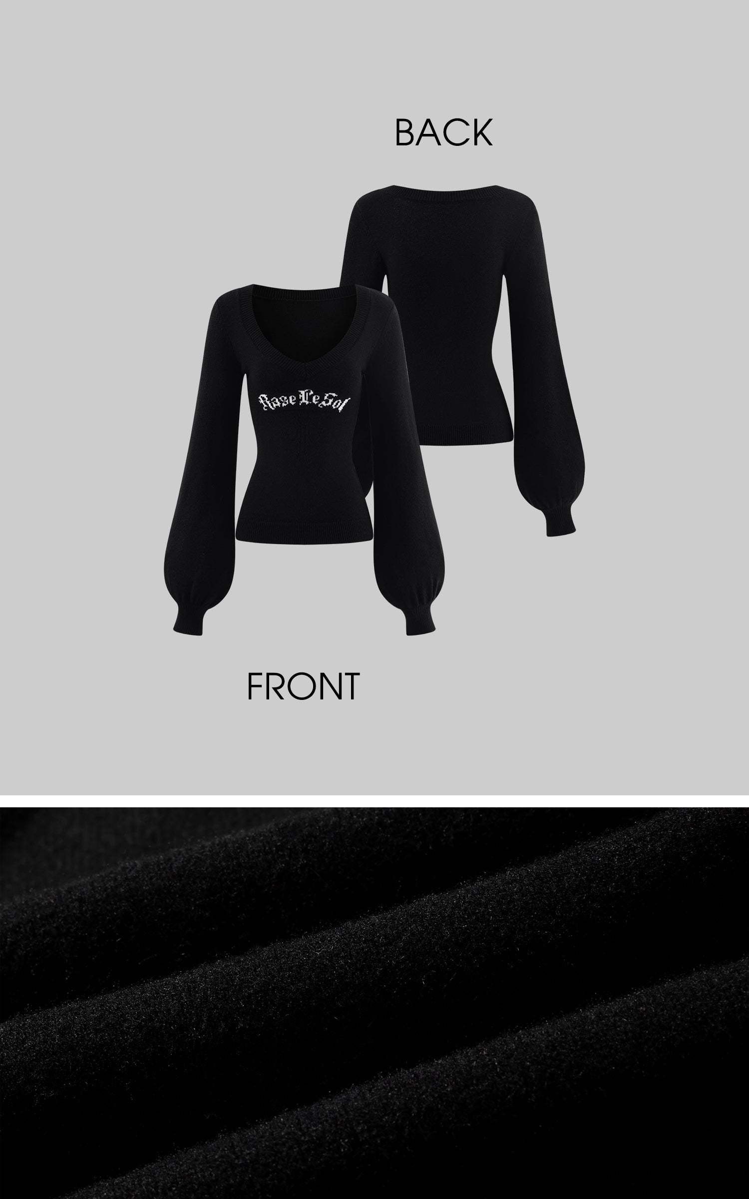 Rase le sol フレアスリーブ付きコンツアードニットトップ