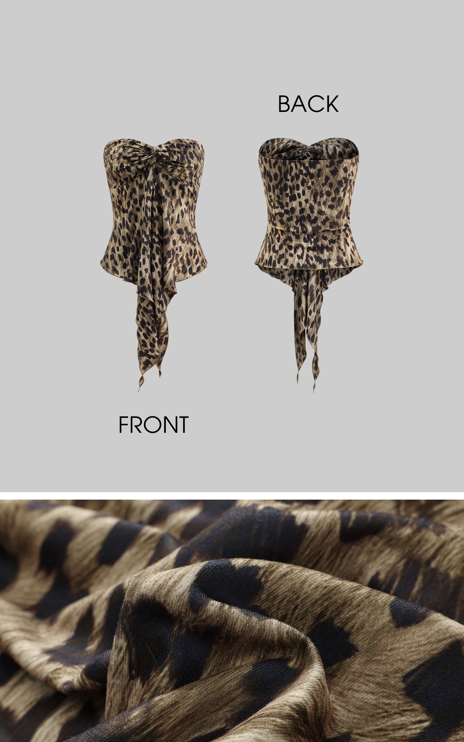 0122stepll Leopard Strapless Draped Top