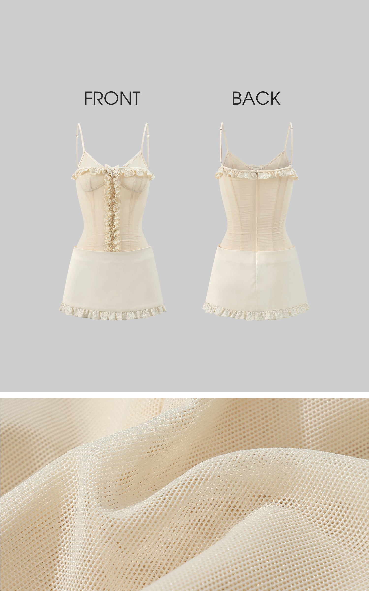 Rase le sol Lace Trim Slip Dress - PINKPARKS