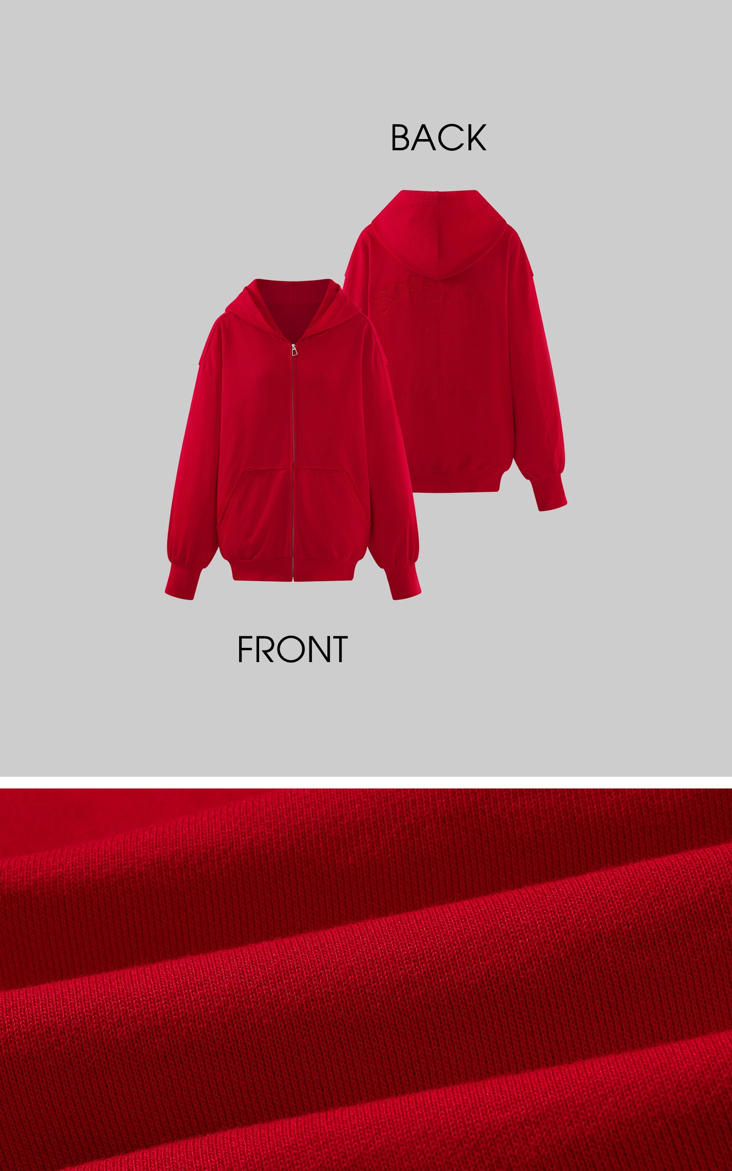 Rase le sol レッド刺繍ジップパーカー &amp; ショーツセット