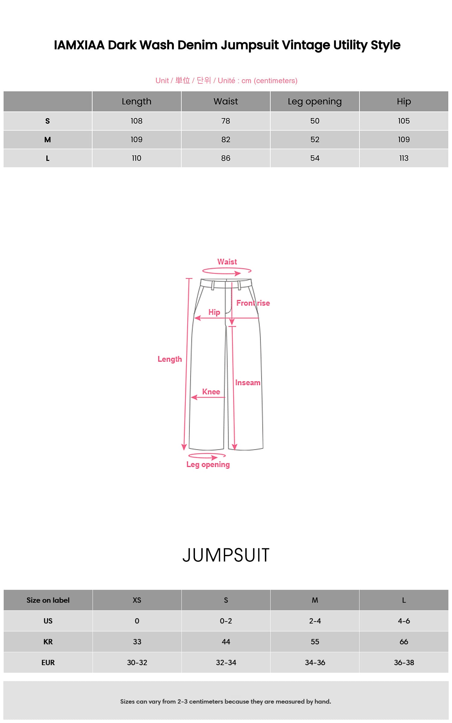 IAMXIAA ダークウォッシュデニムジャンプスーツ ヴィンテージユーティリティスタイル