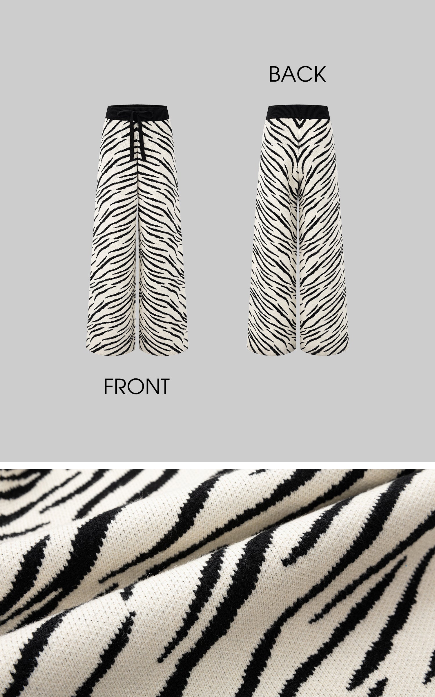 IAMXIAA ゼブラニットワイドレッグラウンジパンツ