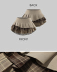 WARDEN EDGE チェック柄コントラストパネル付きレイヤードプリーツミニスカート