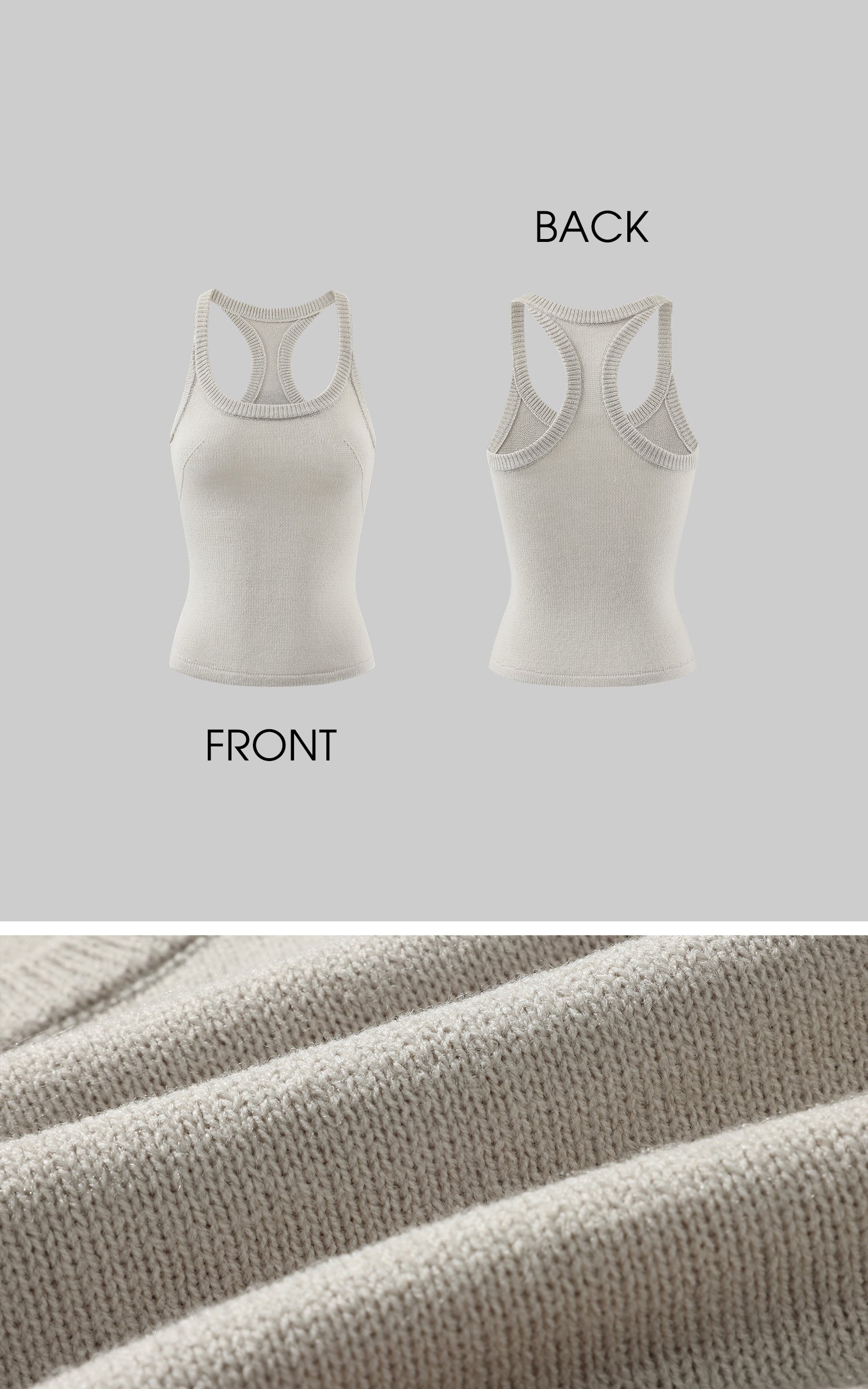 Rase le sol 輪郭を際立たせるニットタンク・立体的なレーサーバック