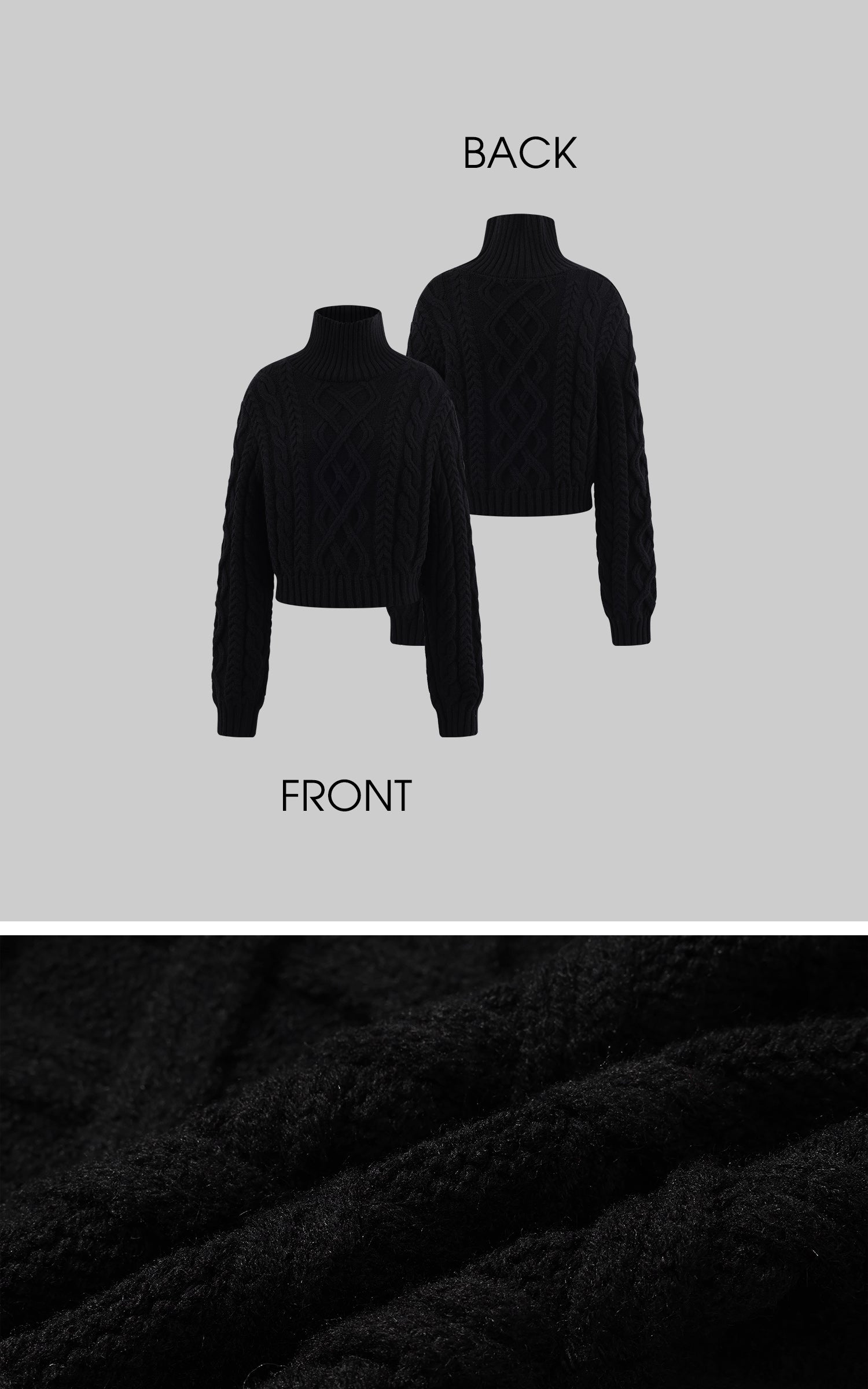 WARDEN EDGE ケーブルニットタートルネッククロップドセーター