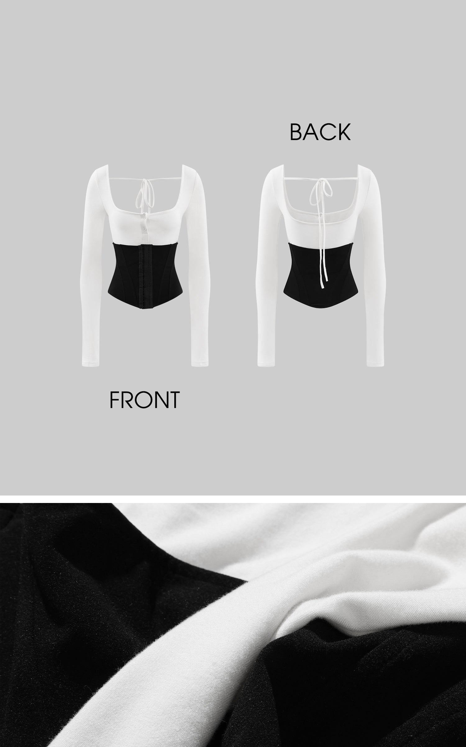 Rase le sol レイヤード効果コルセット長袖トップス