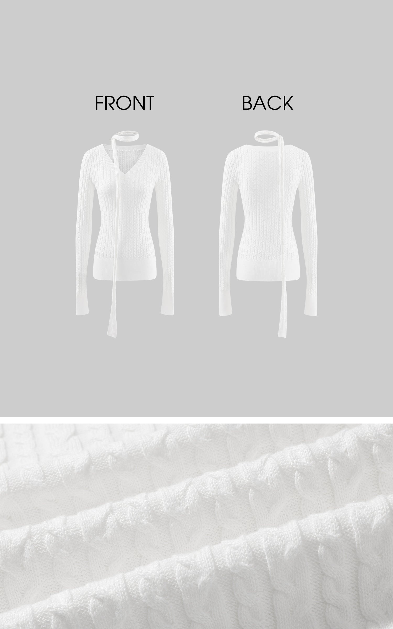 アシンメトリースカーフ付きケーブルニットセーター