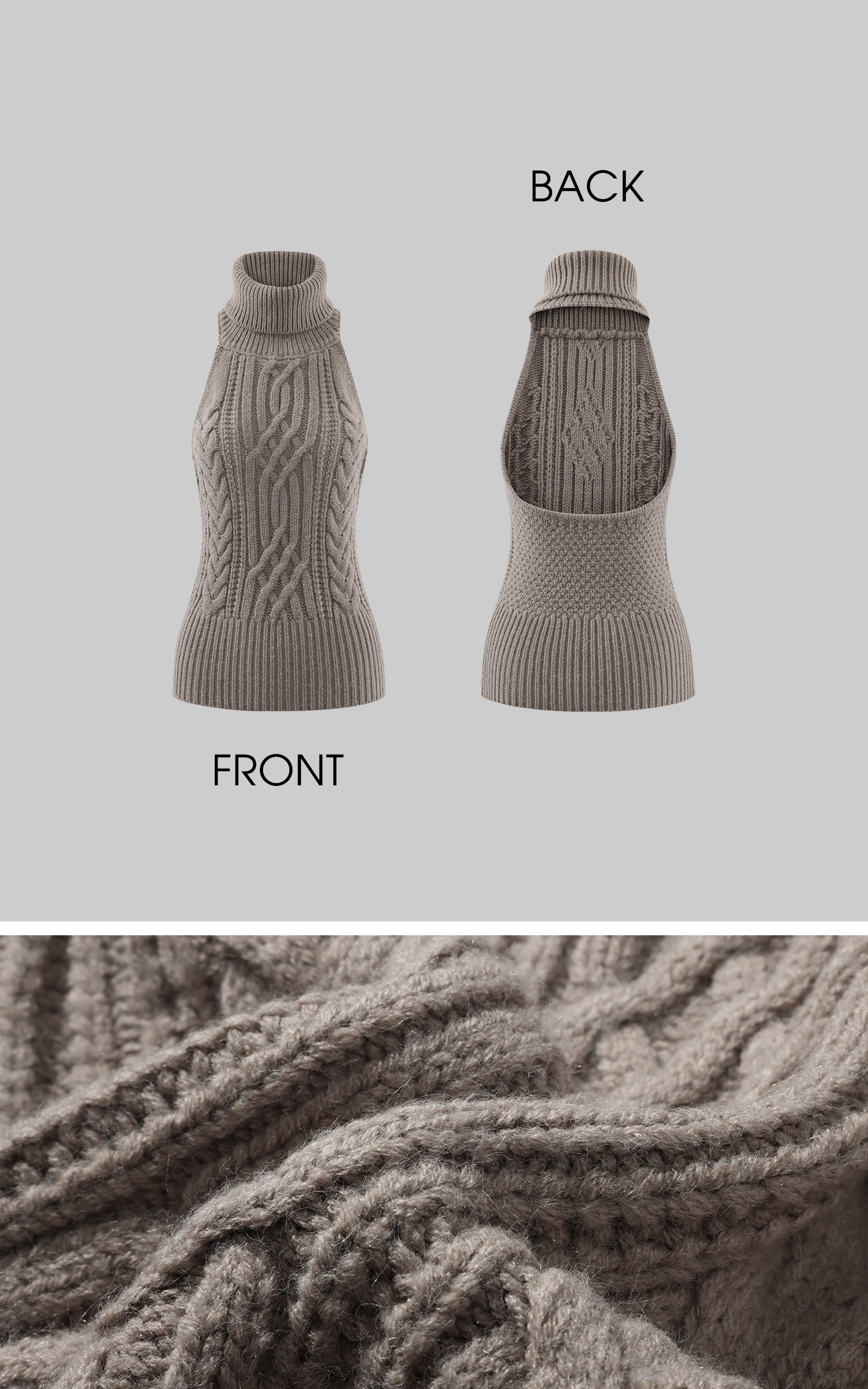 ROVENTE ケーブルニットカーディガン、ベスト、ショートパンツの3点セット