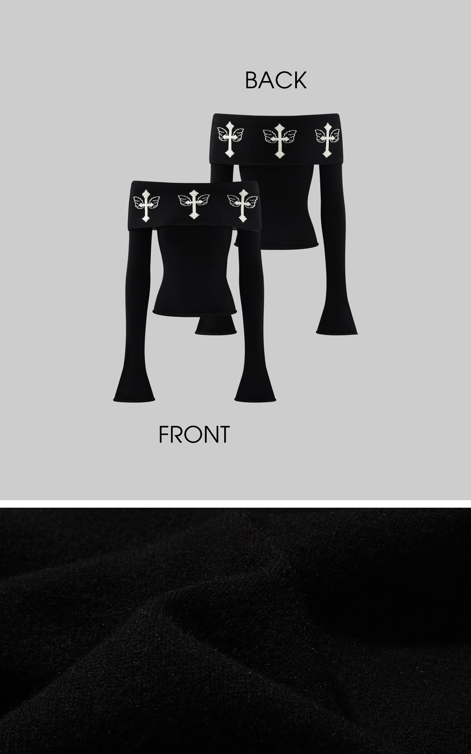 Rase le sol クロスバタフライモチーフ付きブラックニットセット