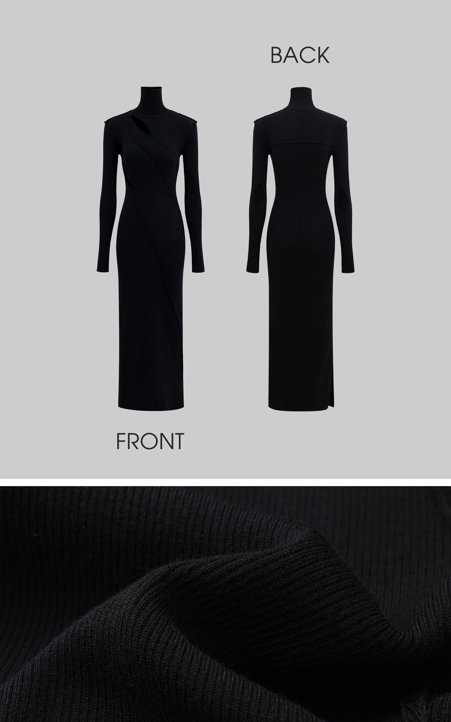 Rase le sol High Neck Cutout Bodycon Dress - PINKPARKS