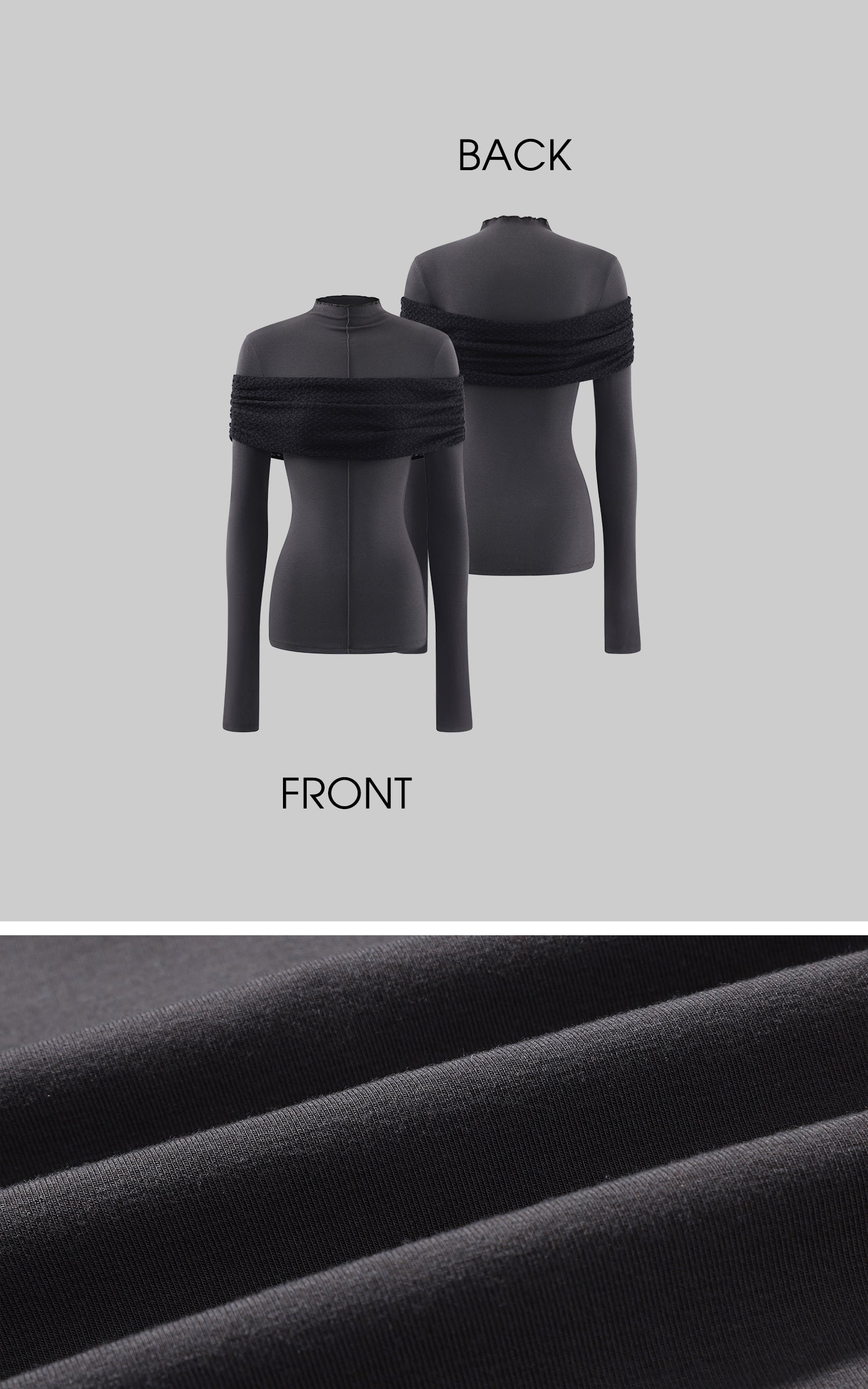 Rase le sol ドレープウールテクスチャーバンド付きフィットニットトップ