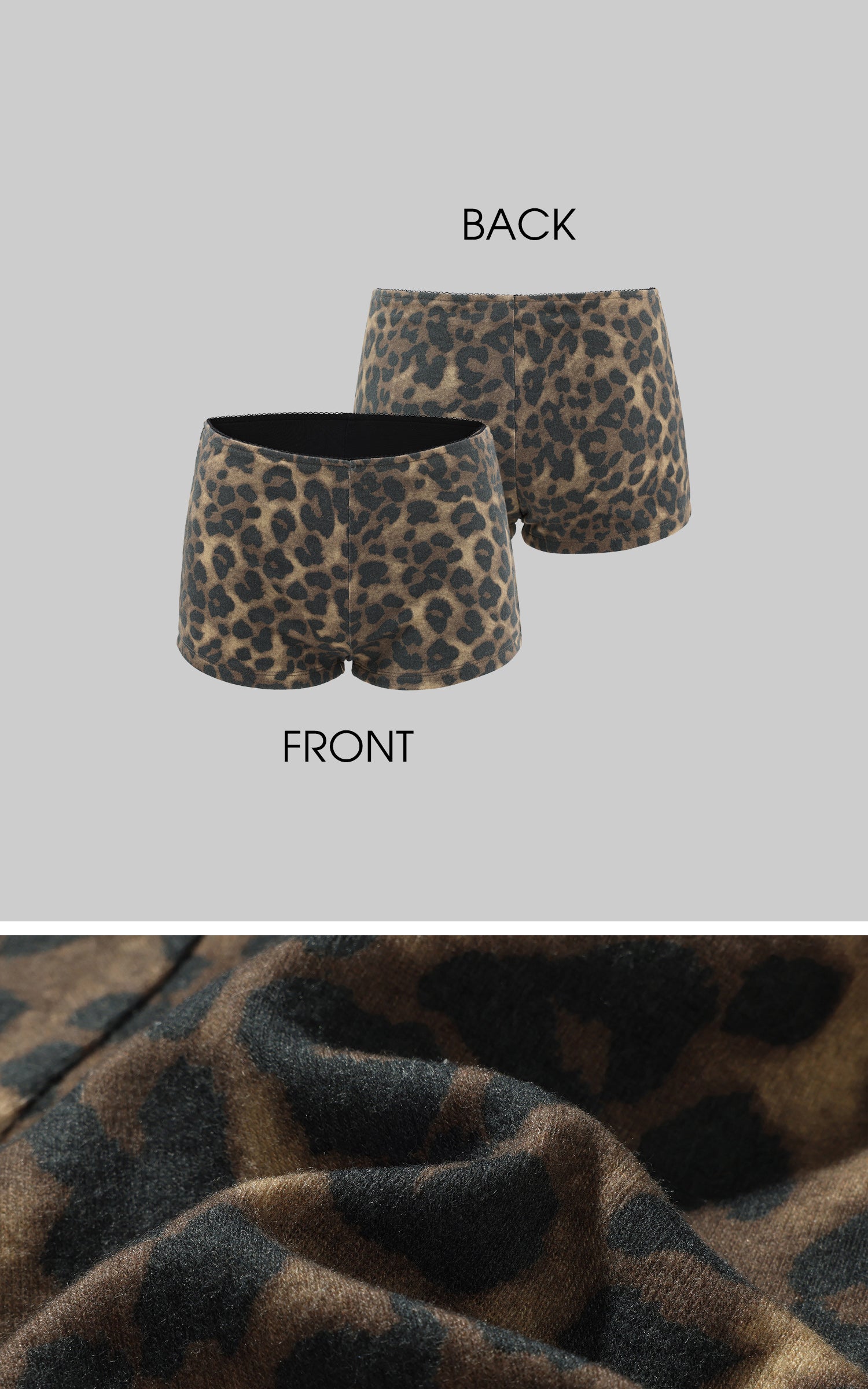 ROVENTE レオパード柄ブラ＆ショーツセット付きディープVブラックトップ