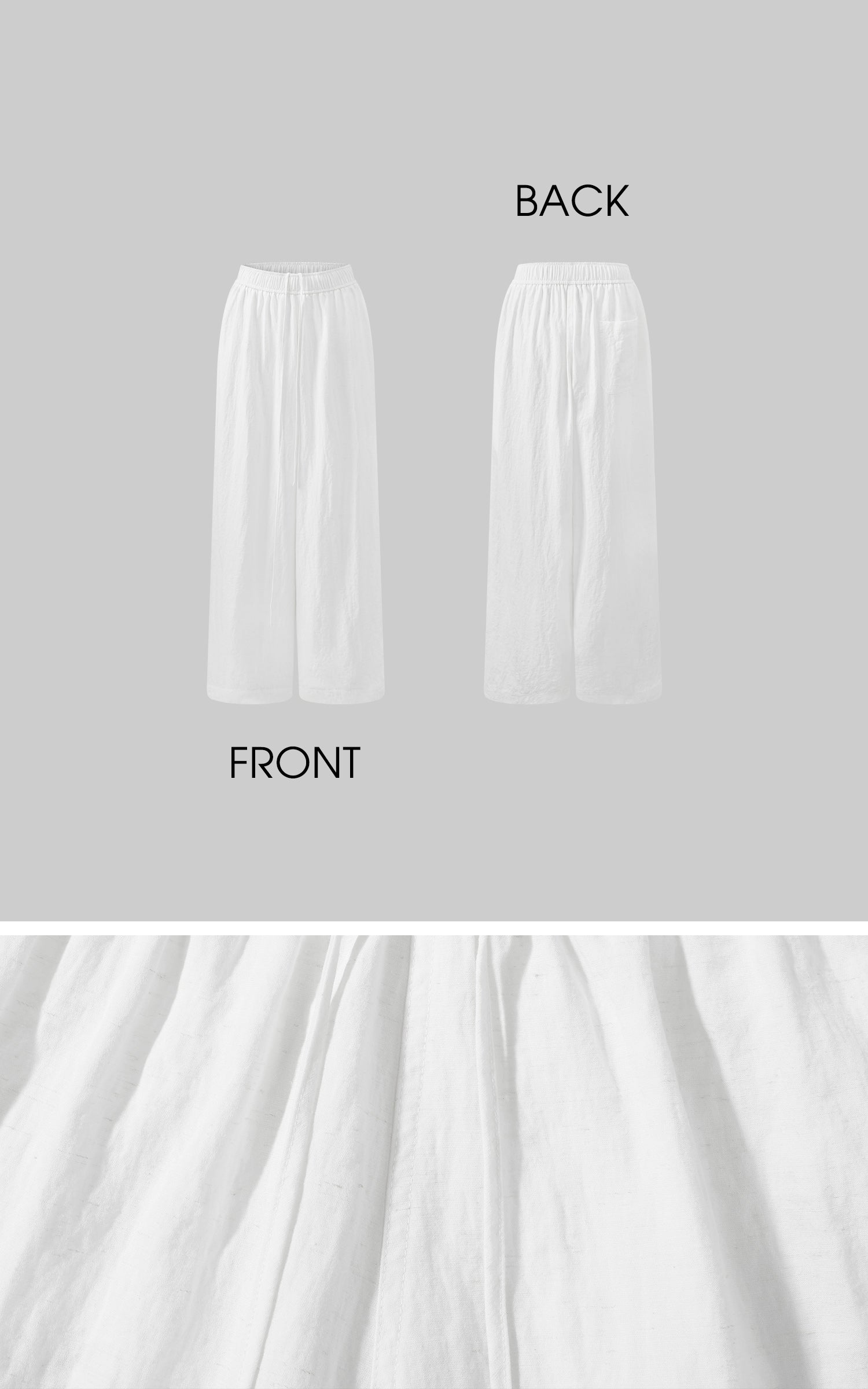ROVENTE White Linen Wide-Leg Pants with Elastic Waist - PINKPARKS