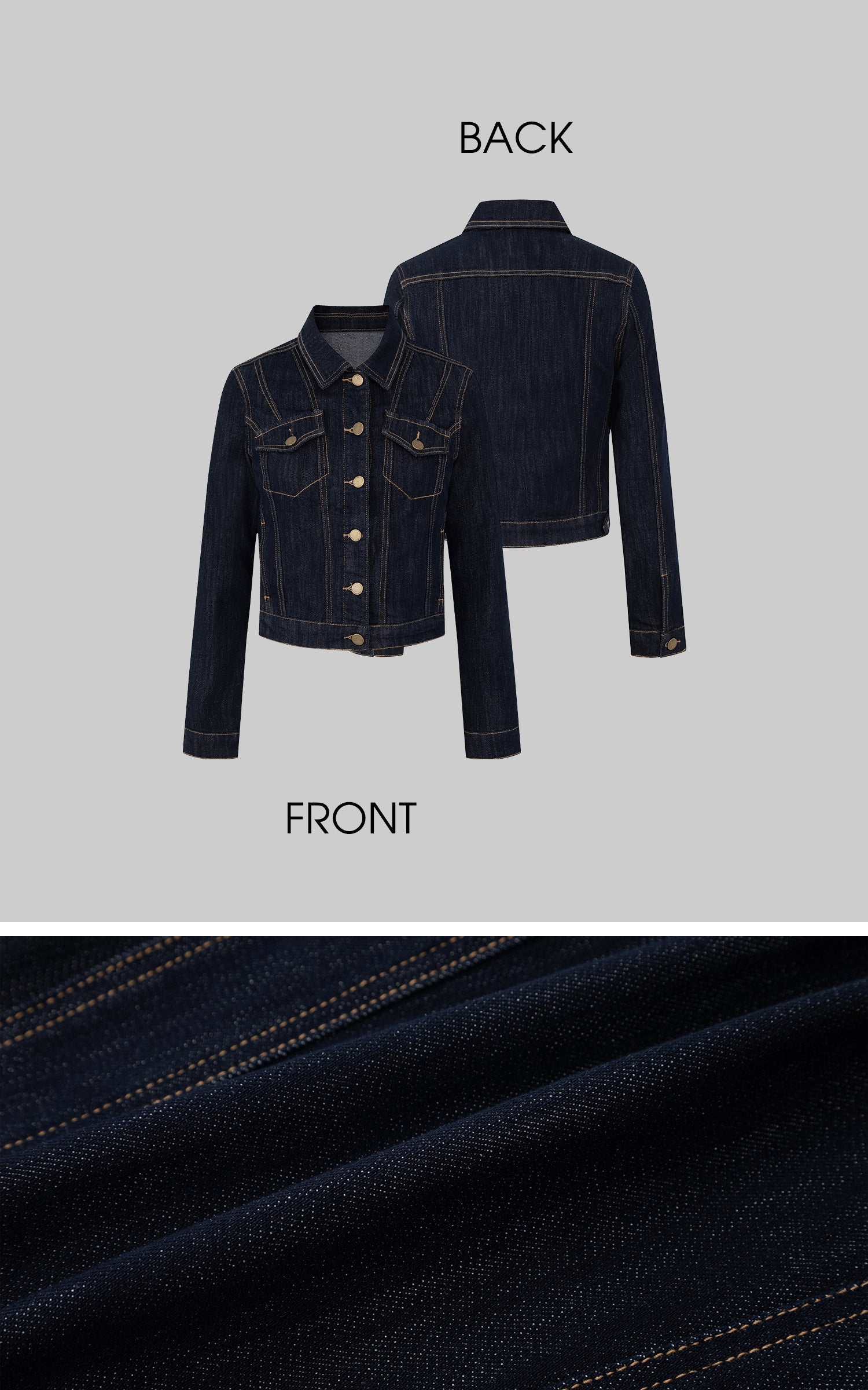 IAMXIAA レディース用デニムジャケット＆フレアジーンズセット レトロなダークウォッシュの2点コーデ