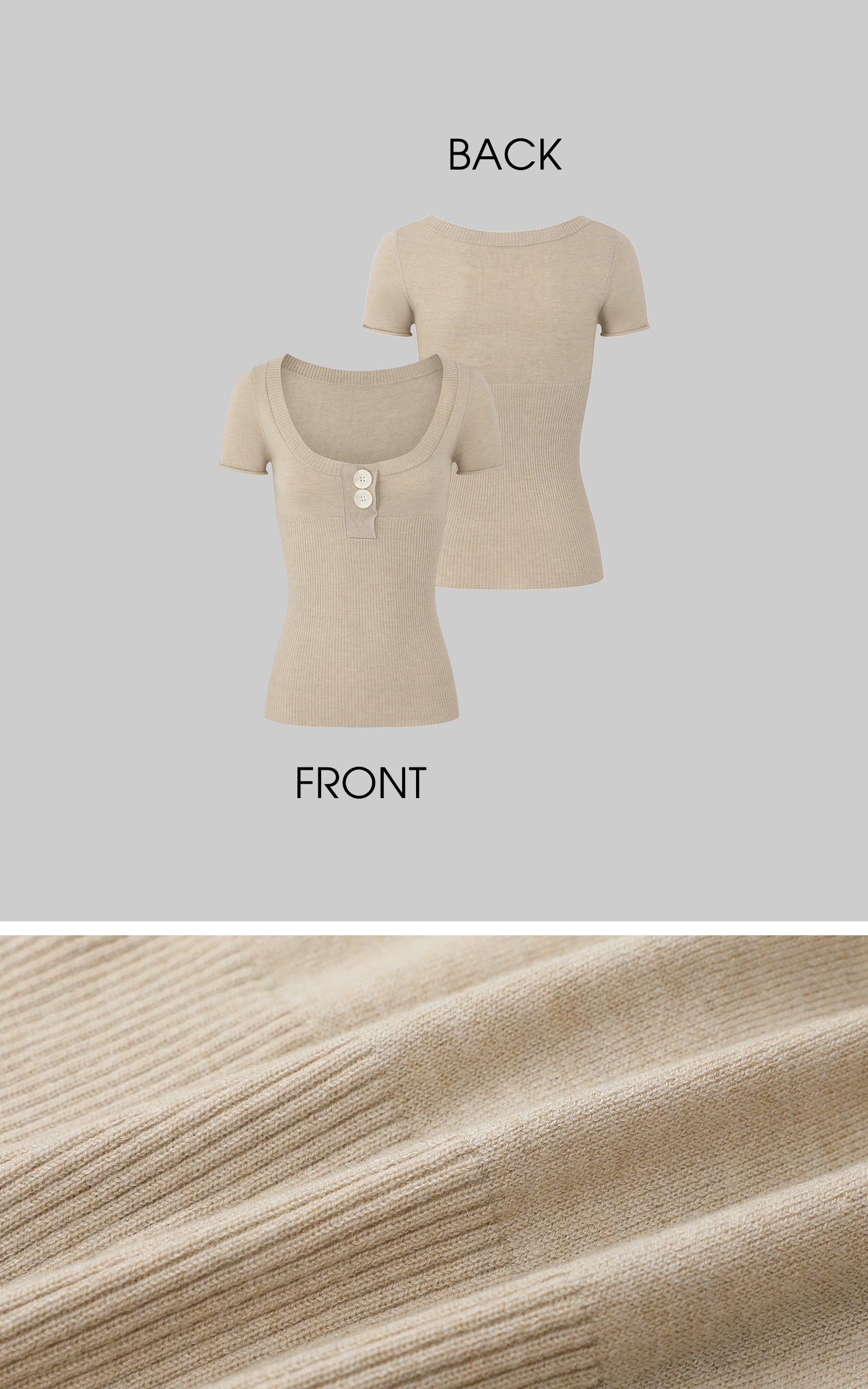 IAMXIAA ボタンディテール付きニットトップ＆ショーツセット