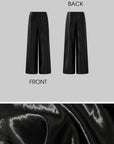 ROVENTE Glossed Satin Wide-Leg Pants with Tailored Silhouette - PINKPARKS