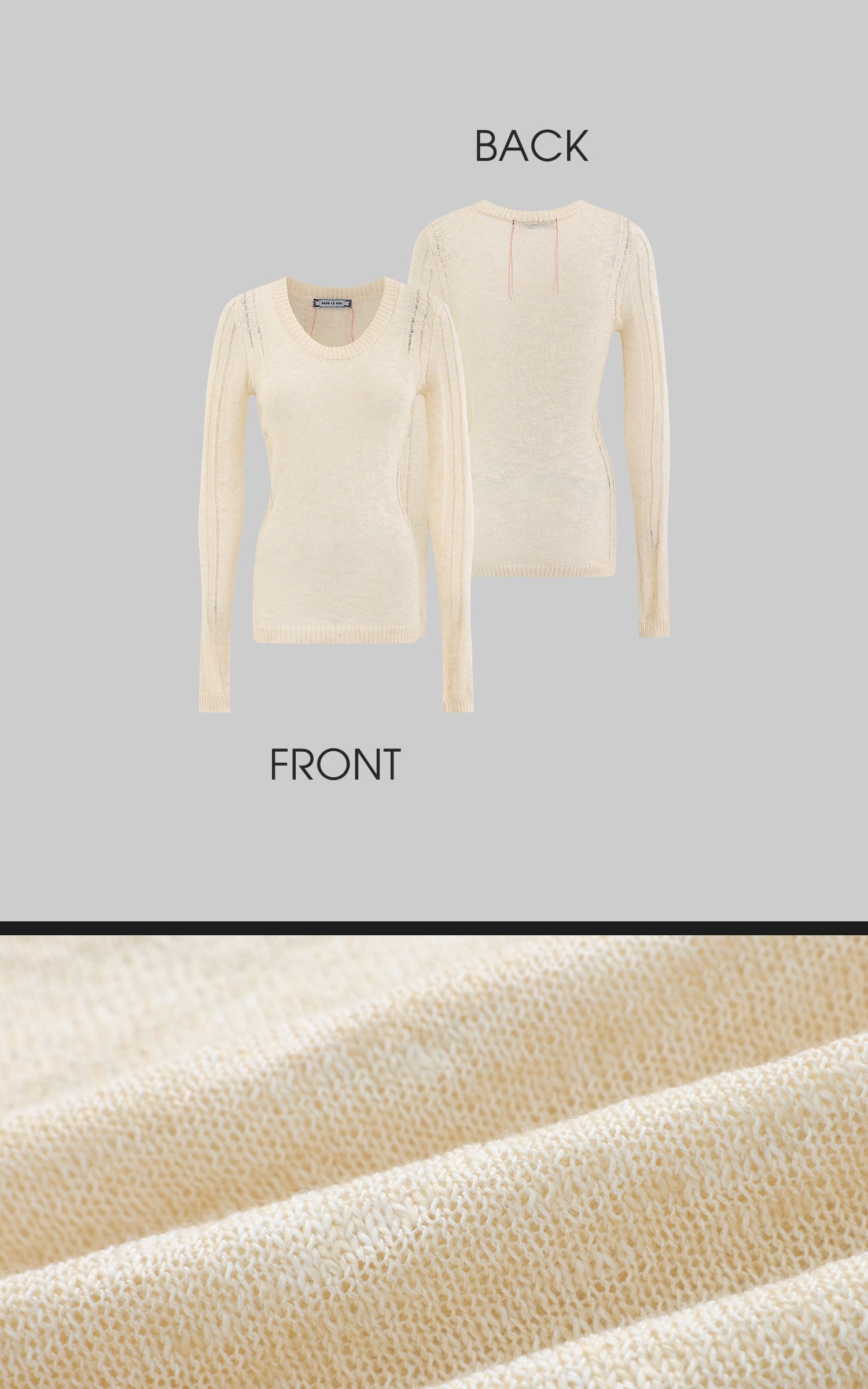 Rase le sol Textured Knit Long-Sleeve Top - PINKPARKS