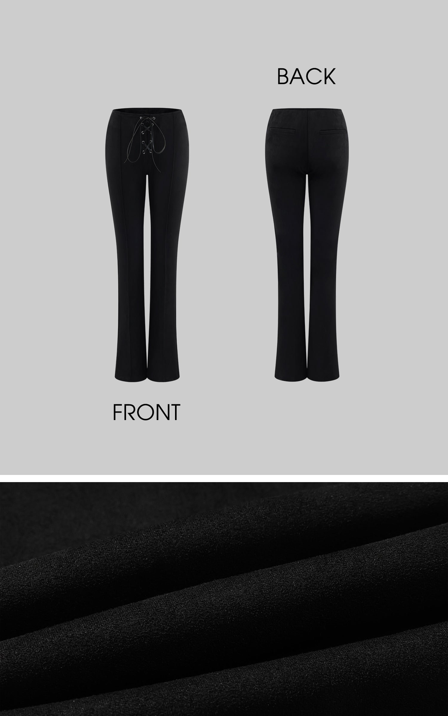 ROVENTE レースアップスカルプテッドフレアパンツ